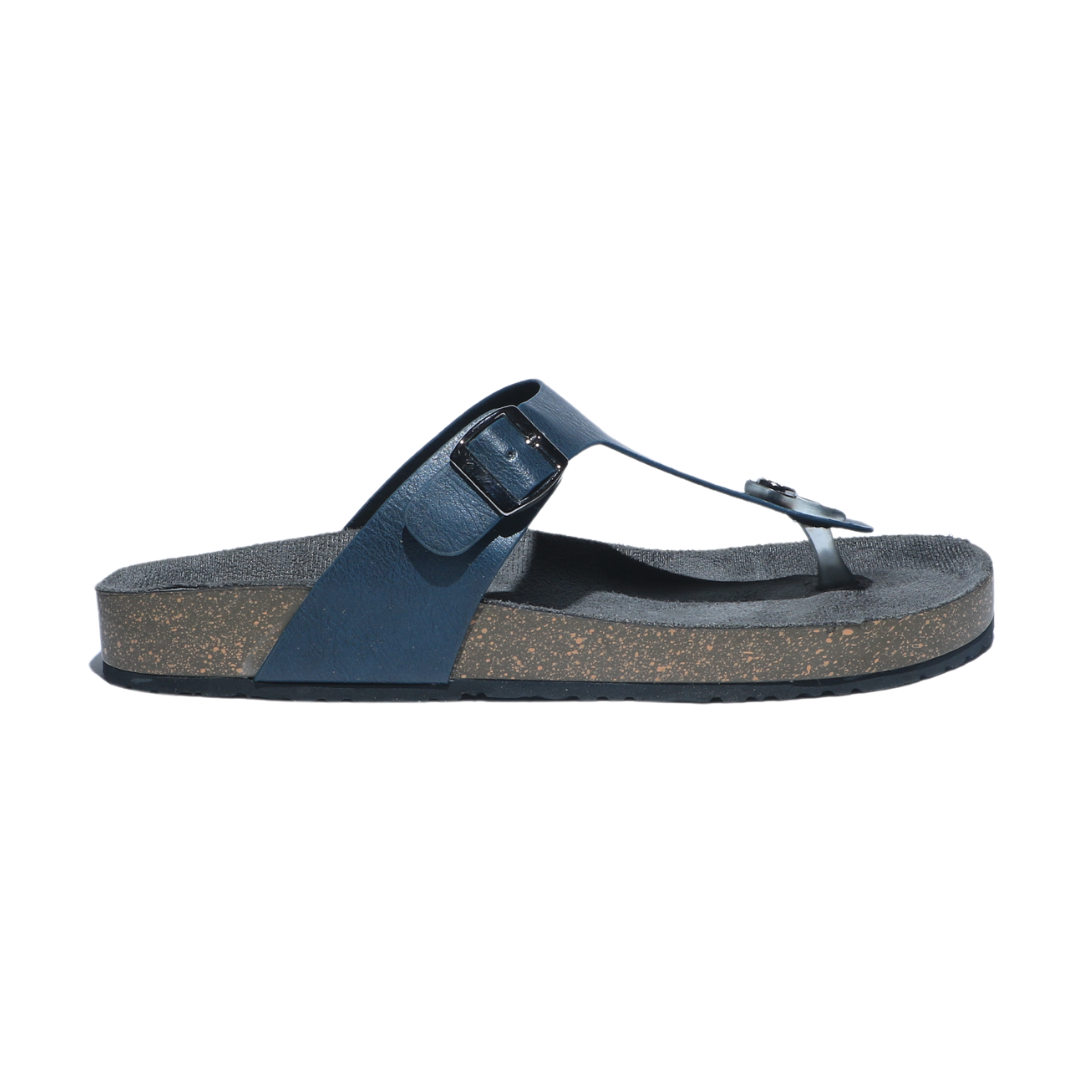 Navy T Strap Slides