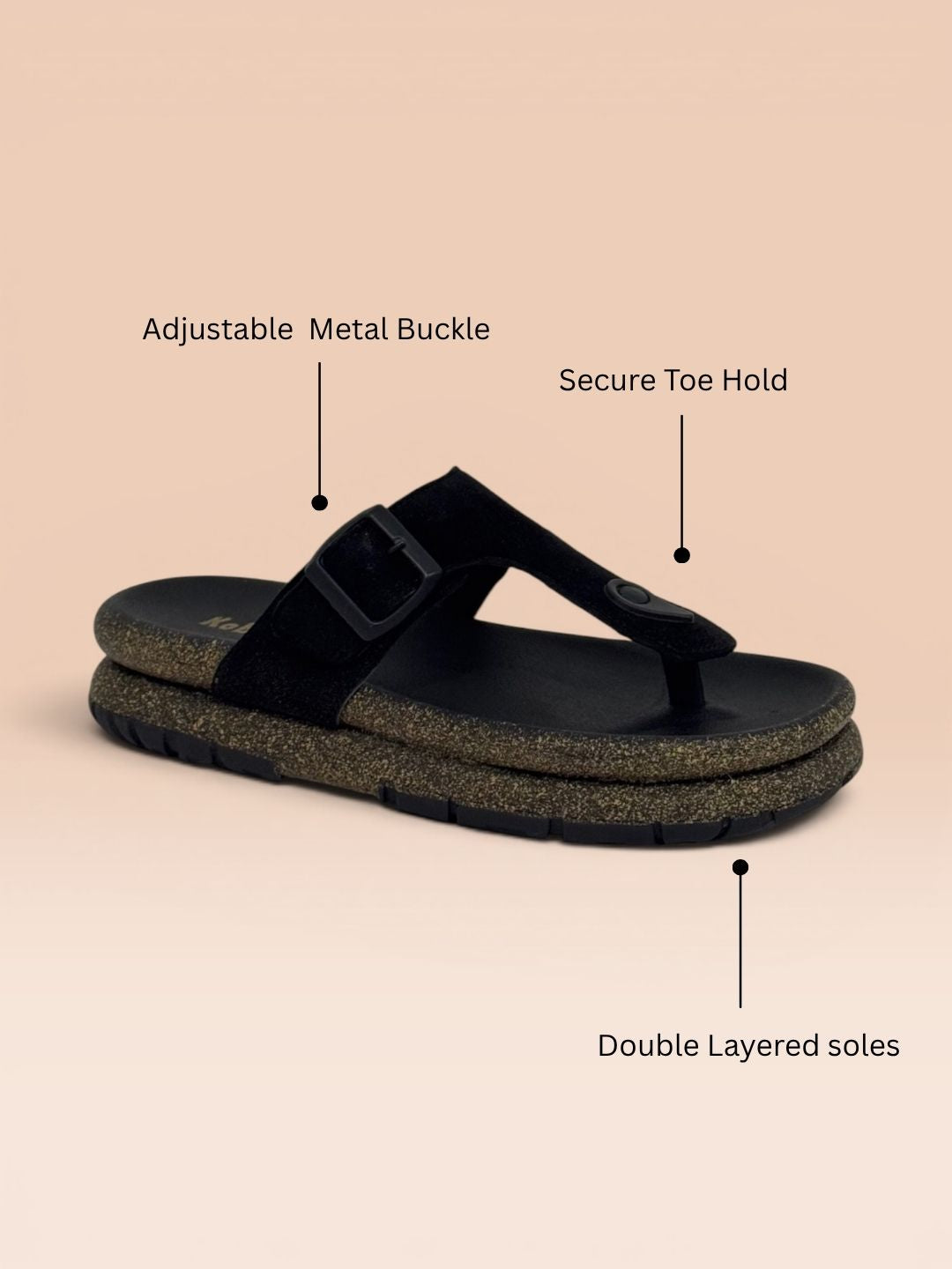 Black Open Toe Comfort Sandals