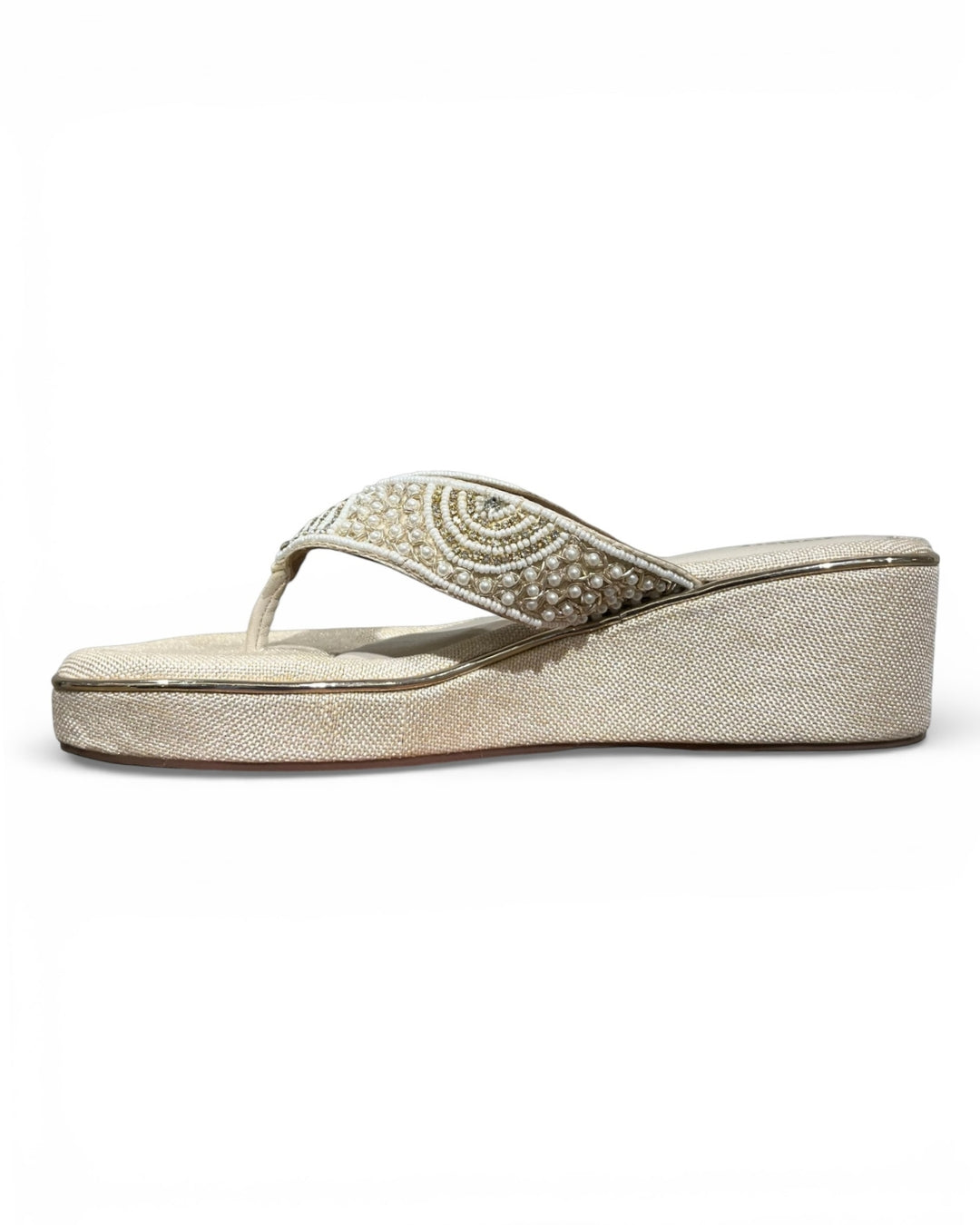 Pearl Embellished Wedge Sandals