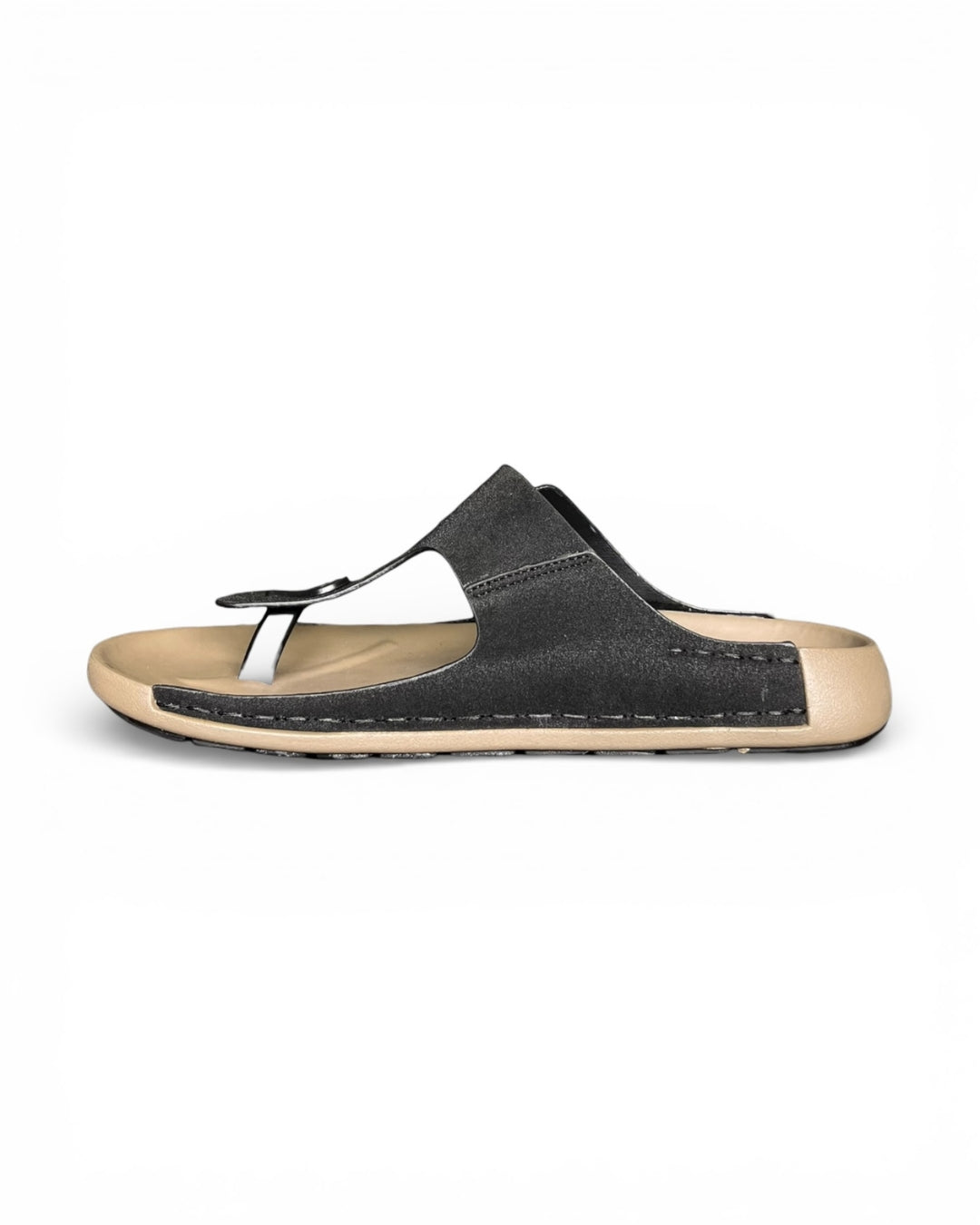 Men's Black T-Strap Casual Sandals