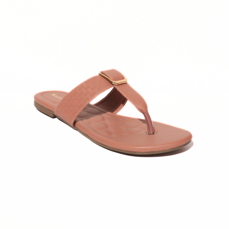 T-Strap Formal Flats In Peach