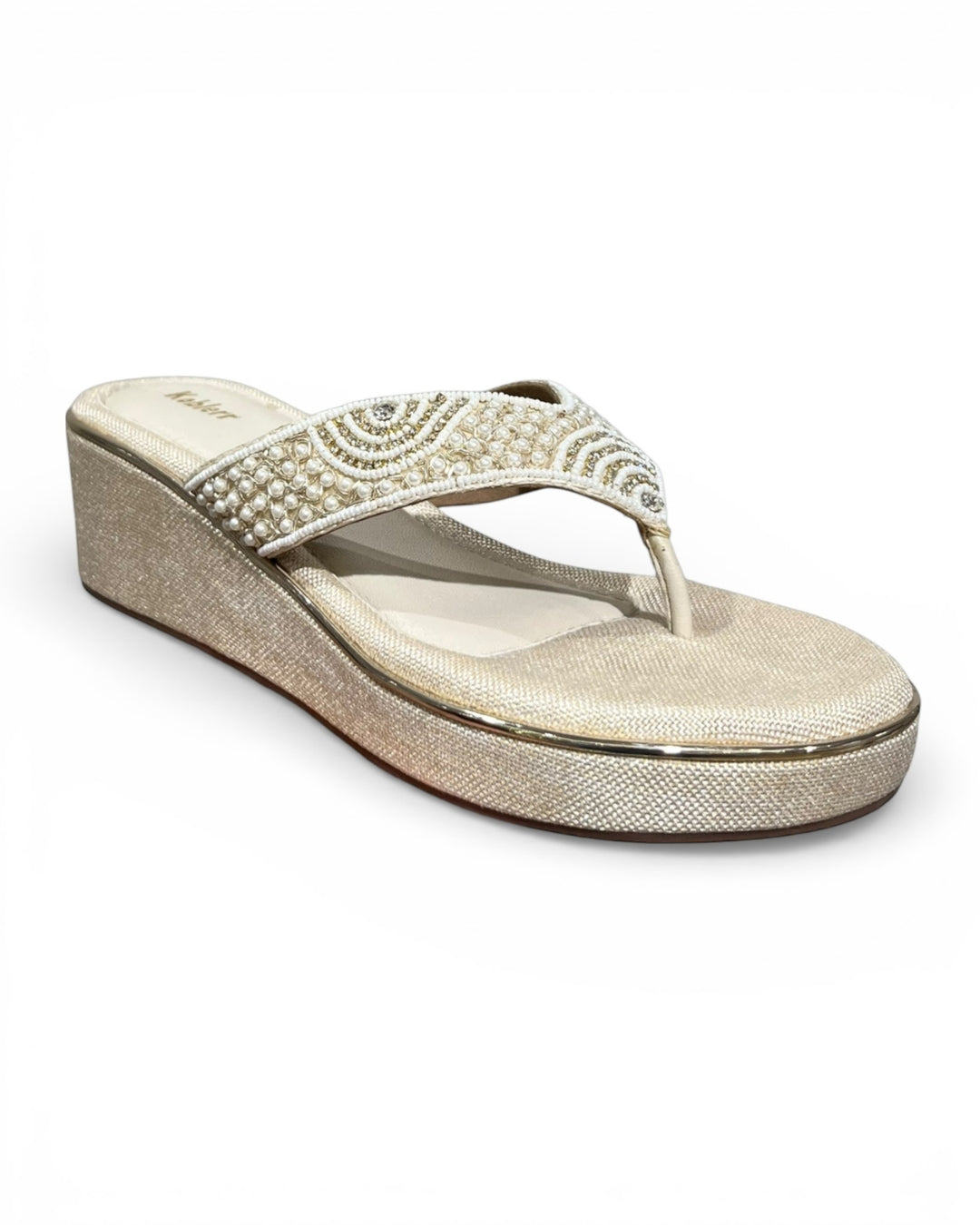 Pearl Embellished Wedge Sandals