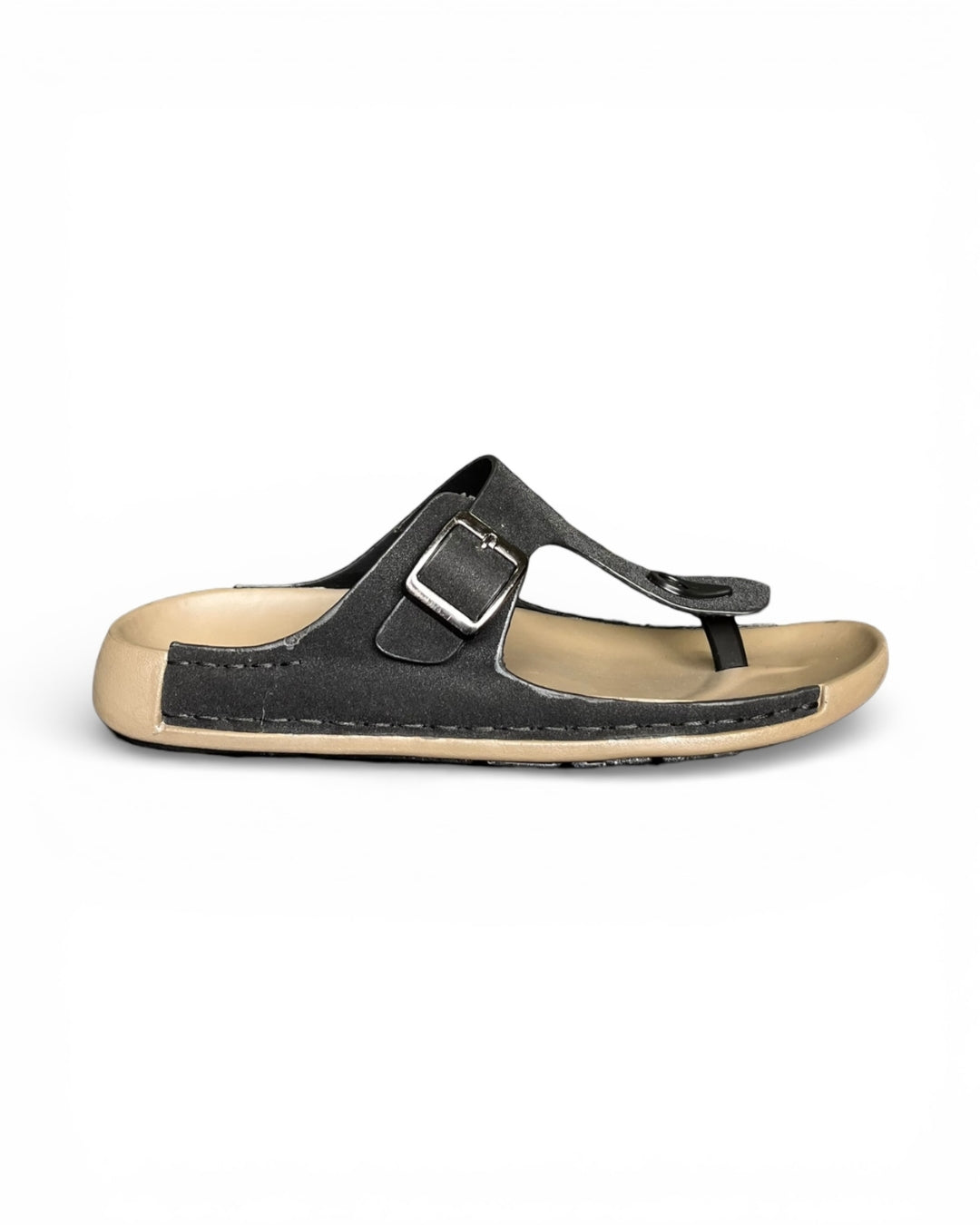 Men's Black T-Strap Casual Sandals