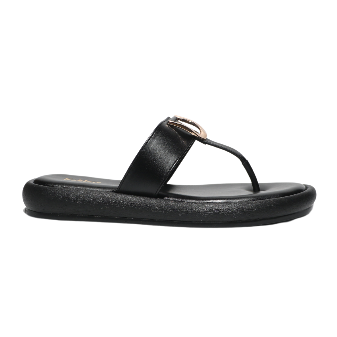 Black T-strap Casual Sandals