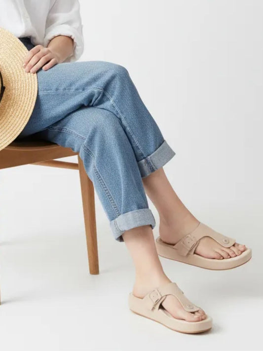 Nude T-strap Sandals
