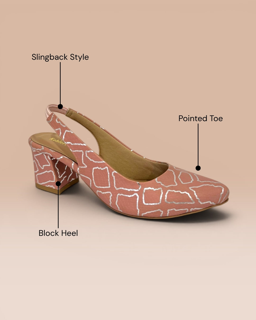 Peach Slingback Block Heels