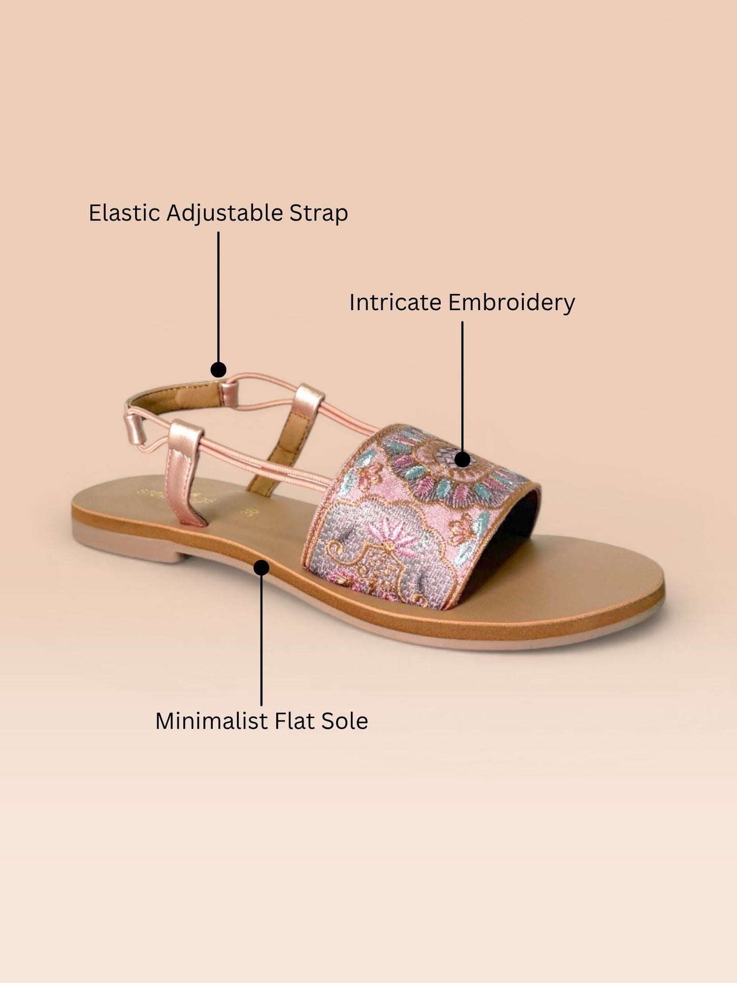 Pink Embroidered Sandal Flats