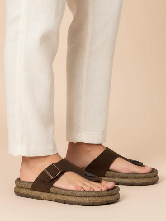 Brown Open Toe Comfort Sandals