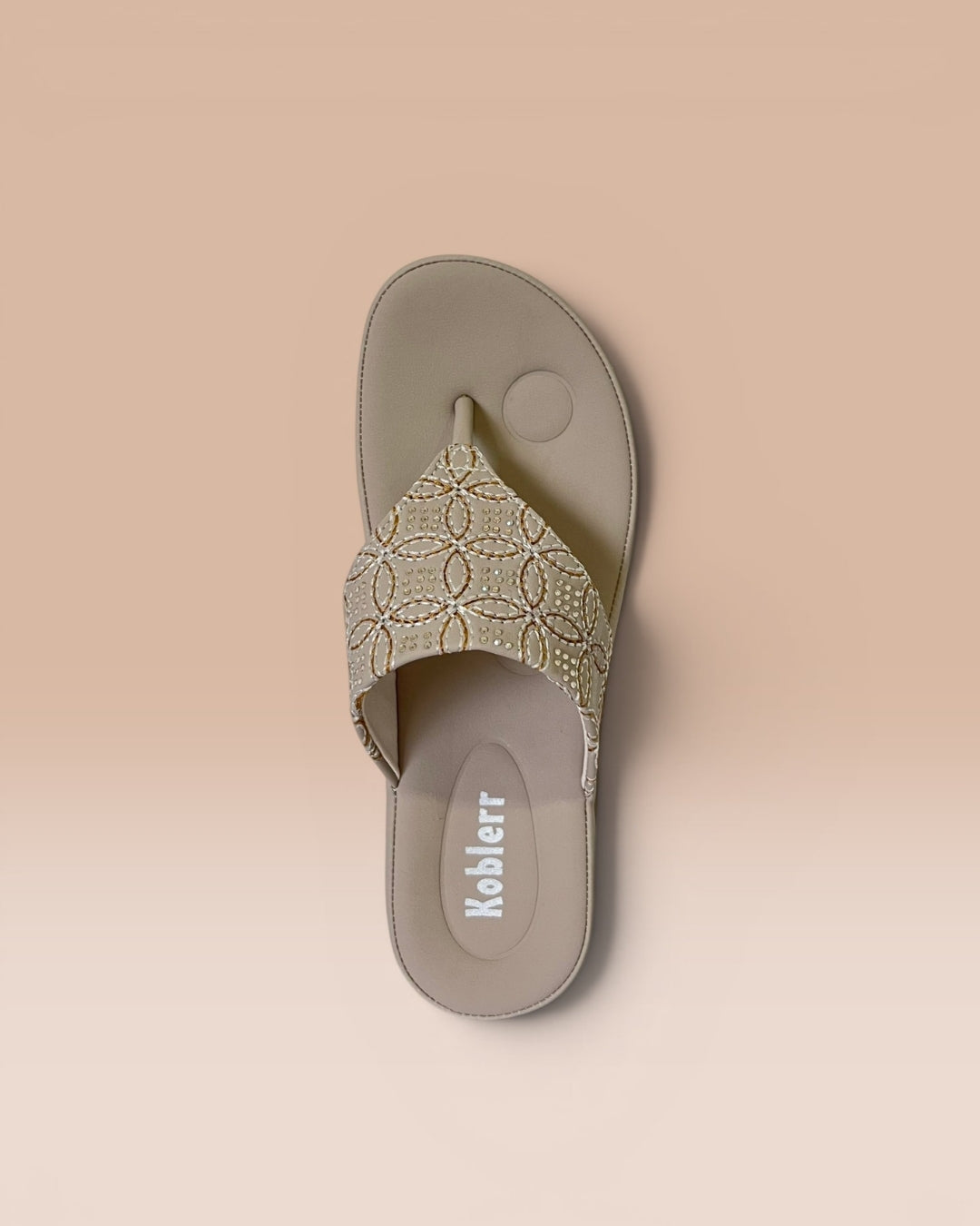 Women Cream Comfort T-Strap Sandals