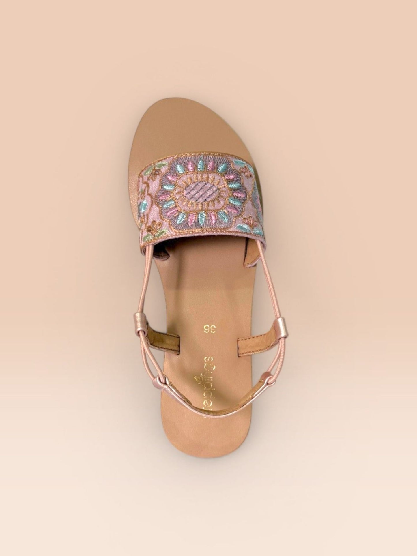 Pink Embroidered Sandal Flats