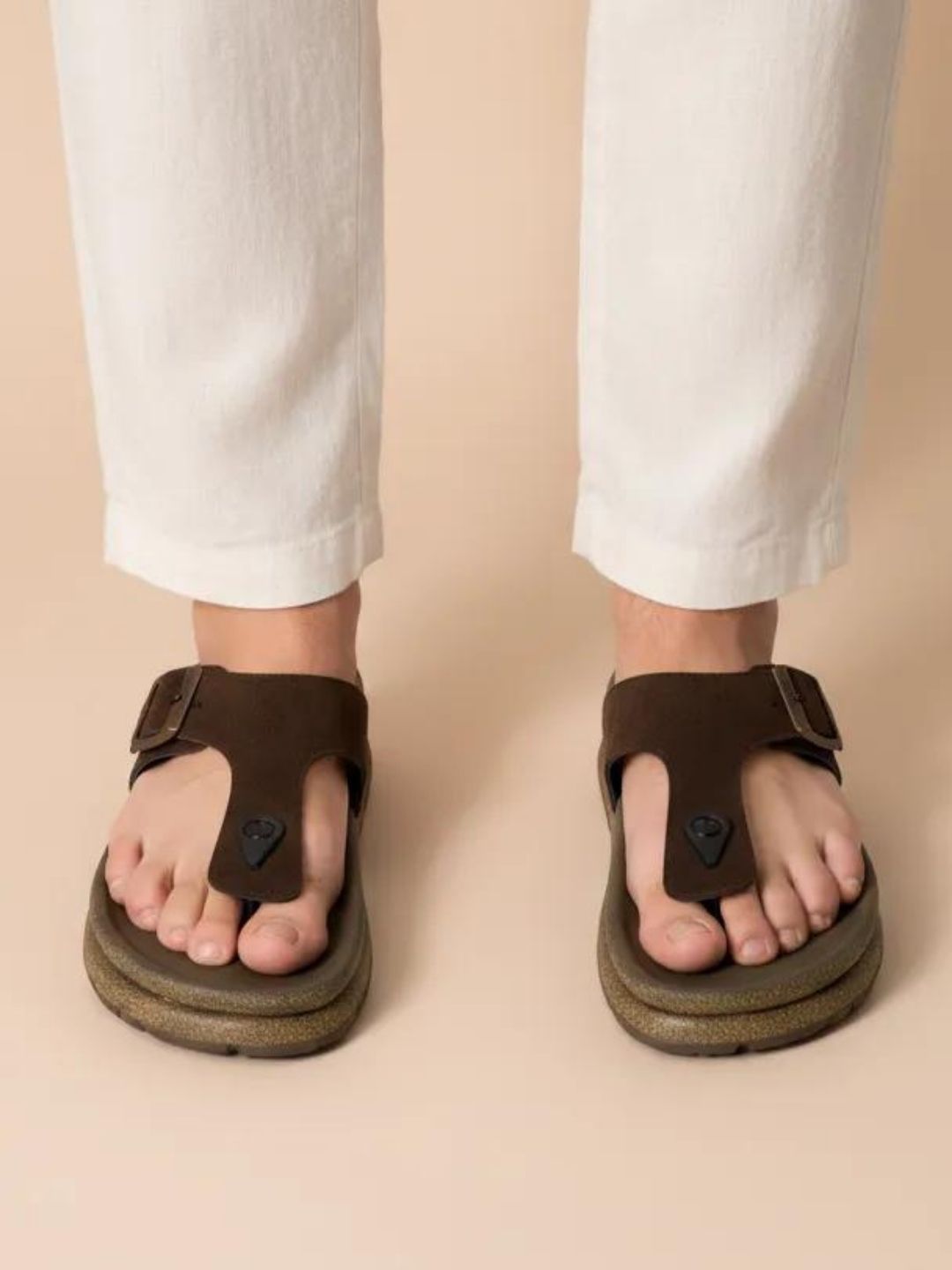 Brown Open Toe Comfort Sandals