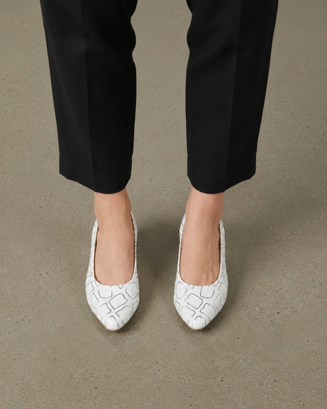 White Slingback Block Heels