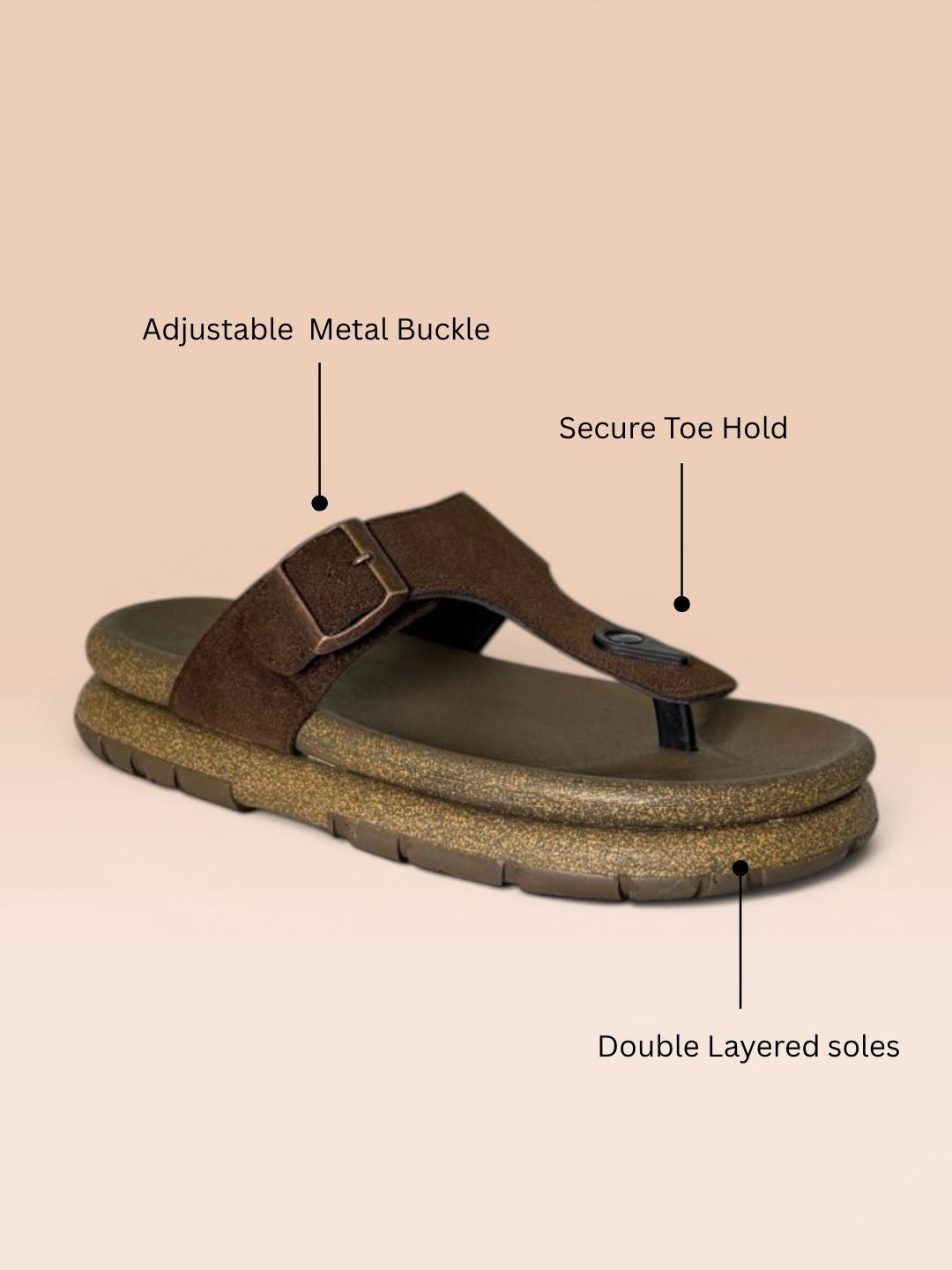 Brown Open Toe Comfort Sandals