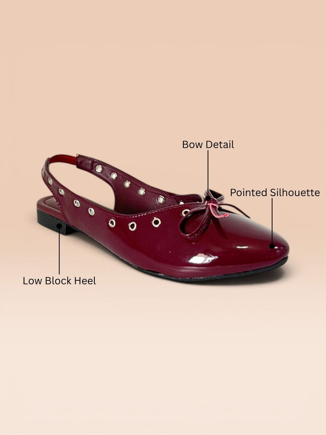 Burgundy Bow Slingback Sandals