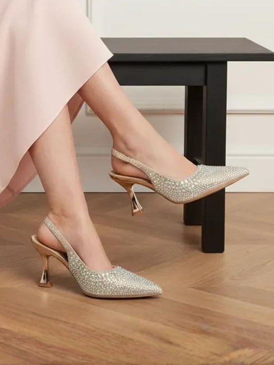 Rose Gold Embellished Party Heels