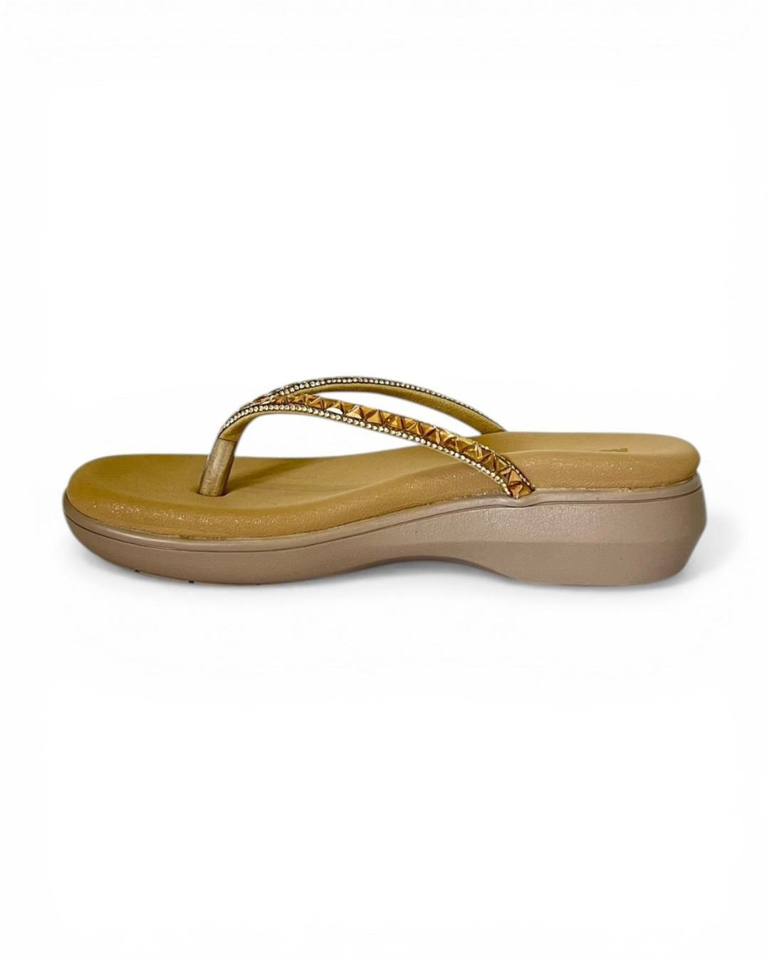 Beige Embellished Comfort Sandals