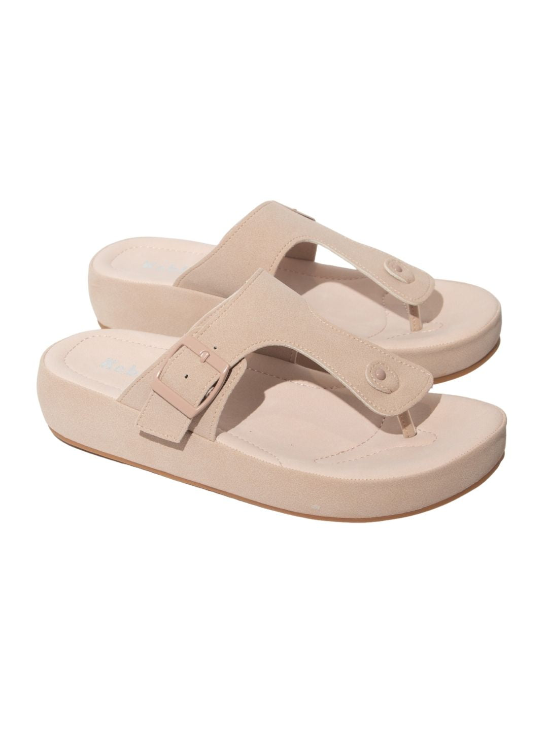 Nude T-strap Sandals