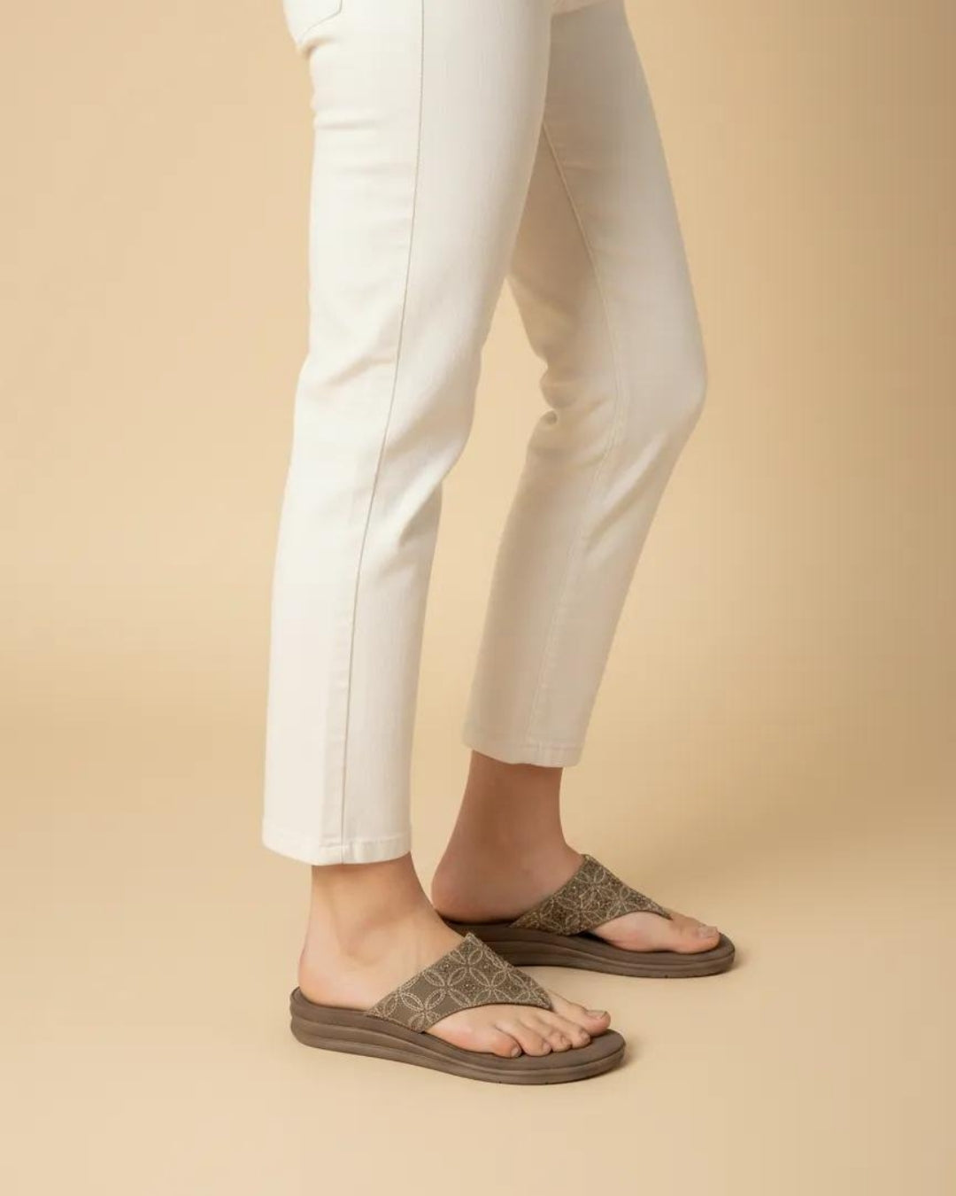 Women Brown Comfort T-Strap Sandals