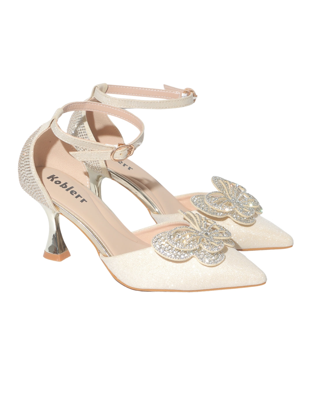 Gold Glittery Butterfly Heels