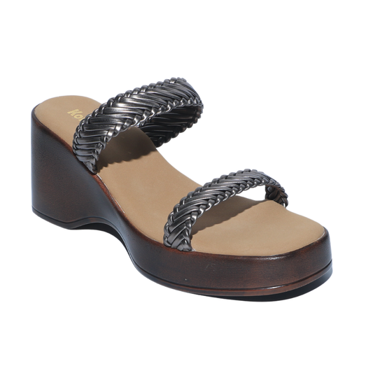 Gun Metal Dual Strap Wedges