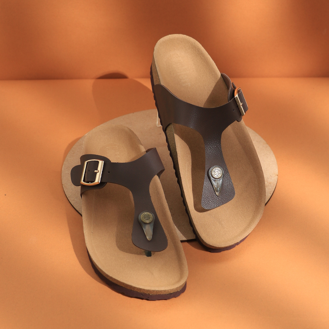 Women’s T-Strap Sandals in Brown