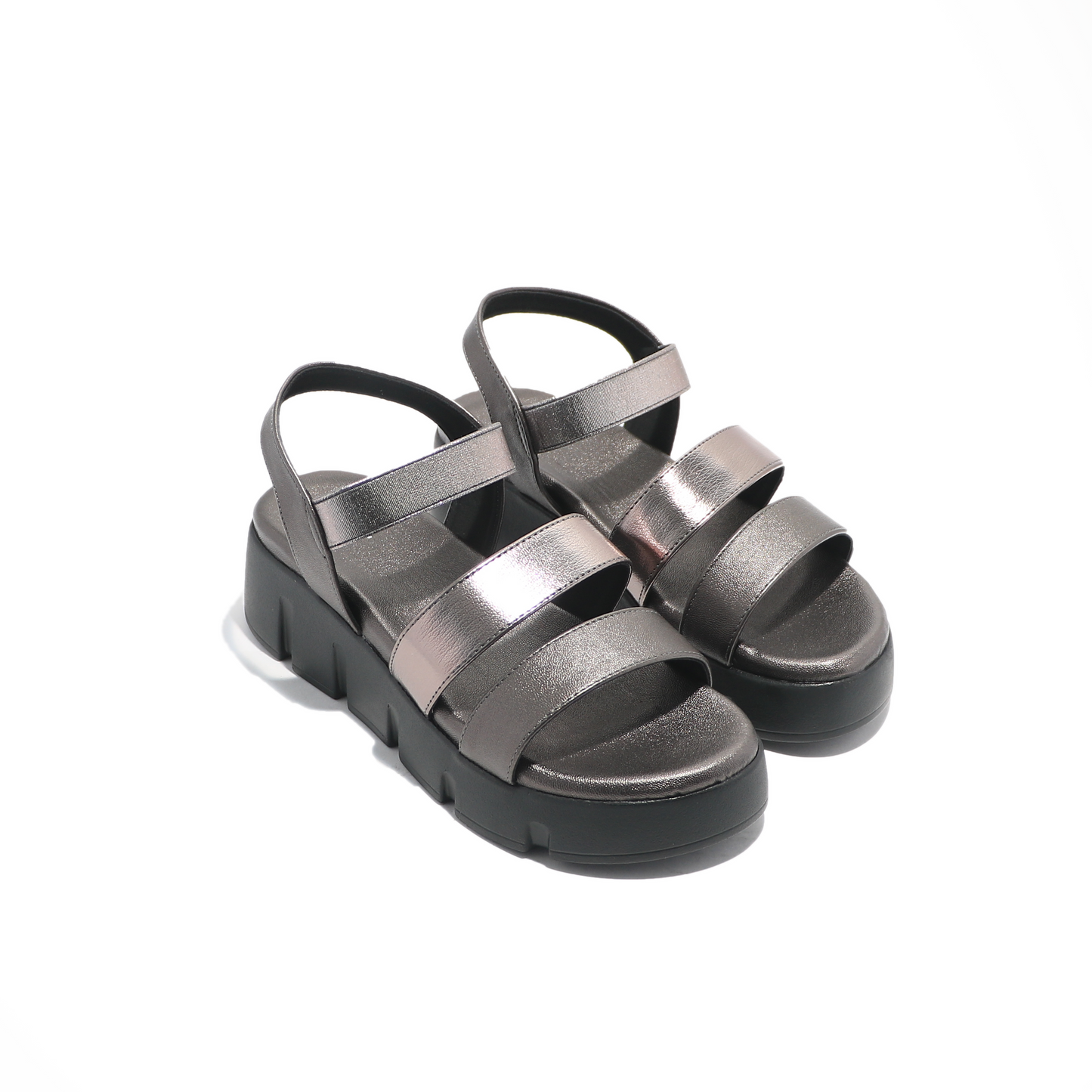 Gun Metal Dual Strap Platform Heel