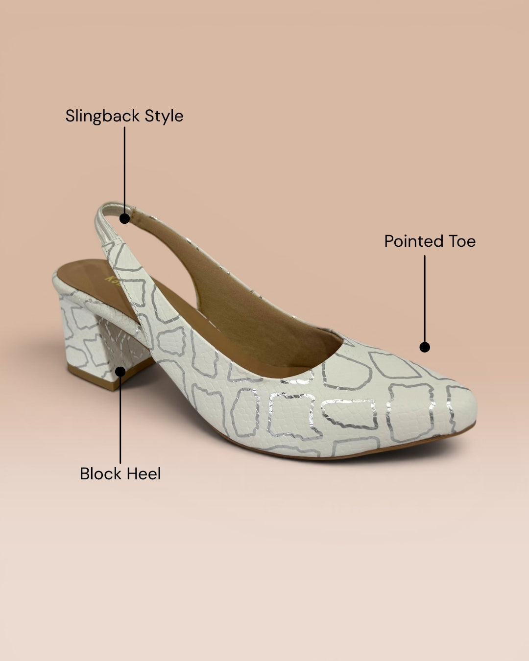 White Slingback Block Heels