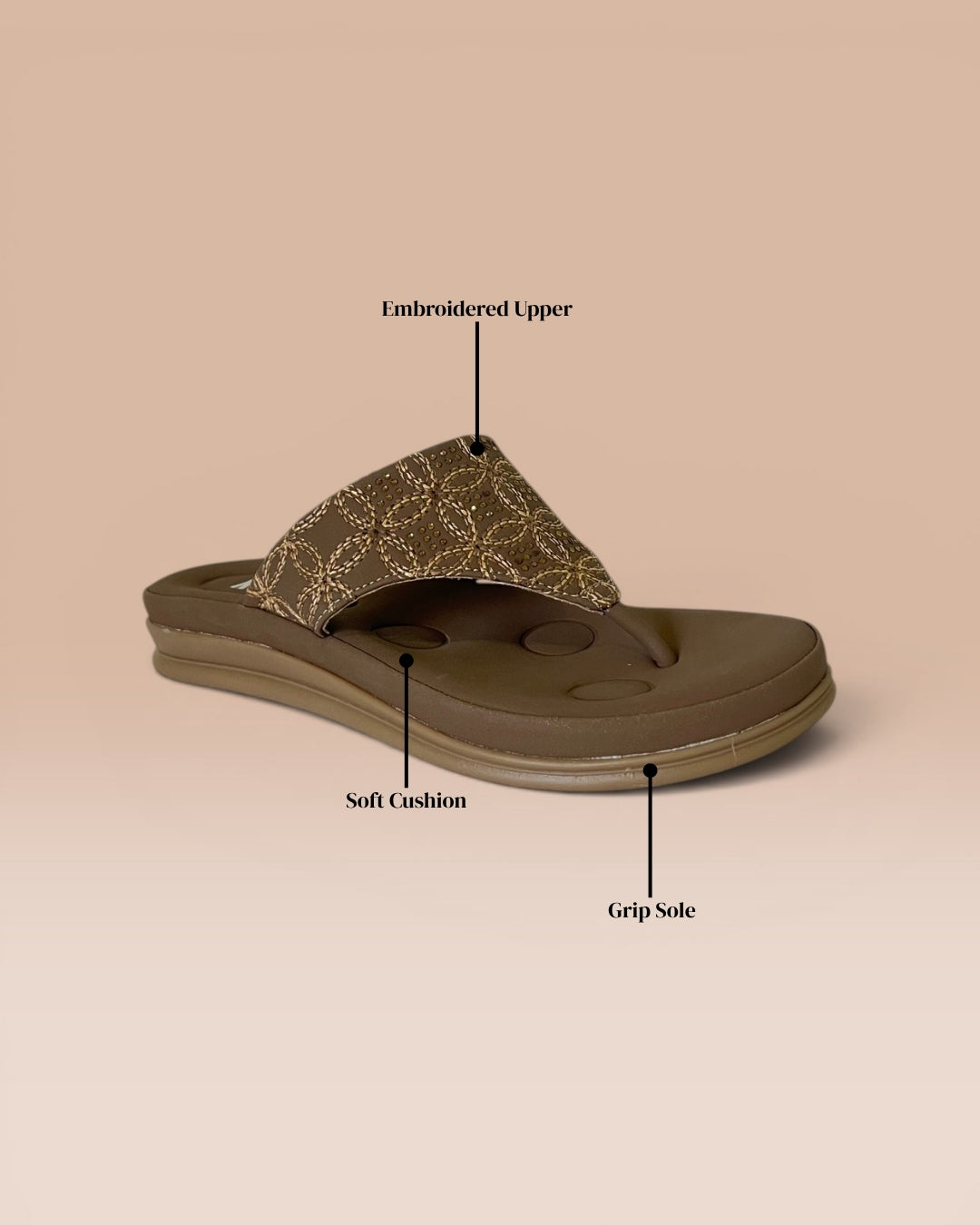 Women Brown Comfort T-Strap Sandals