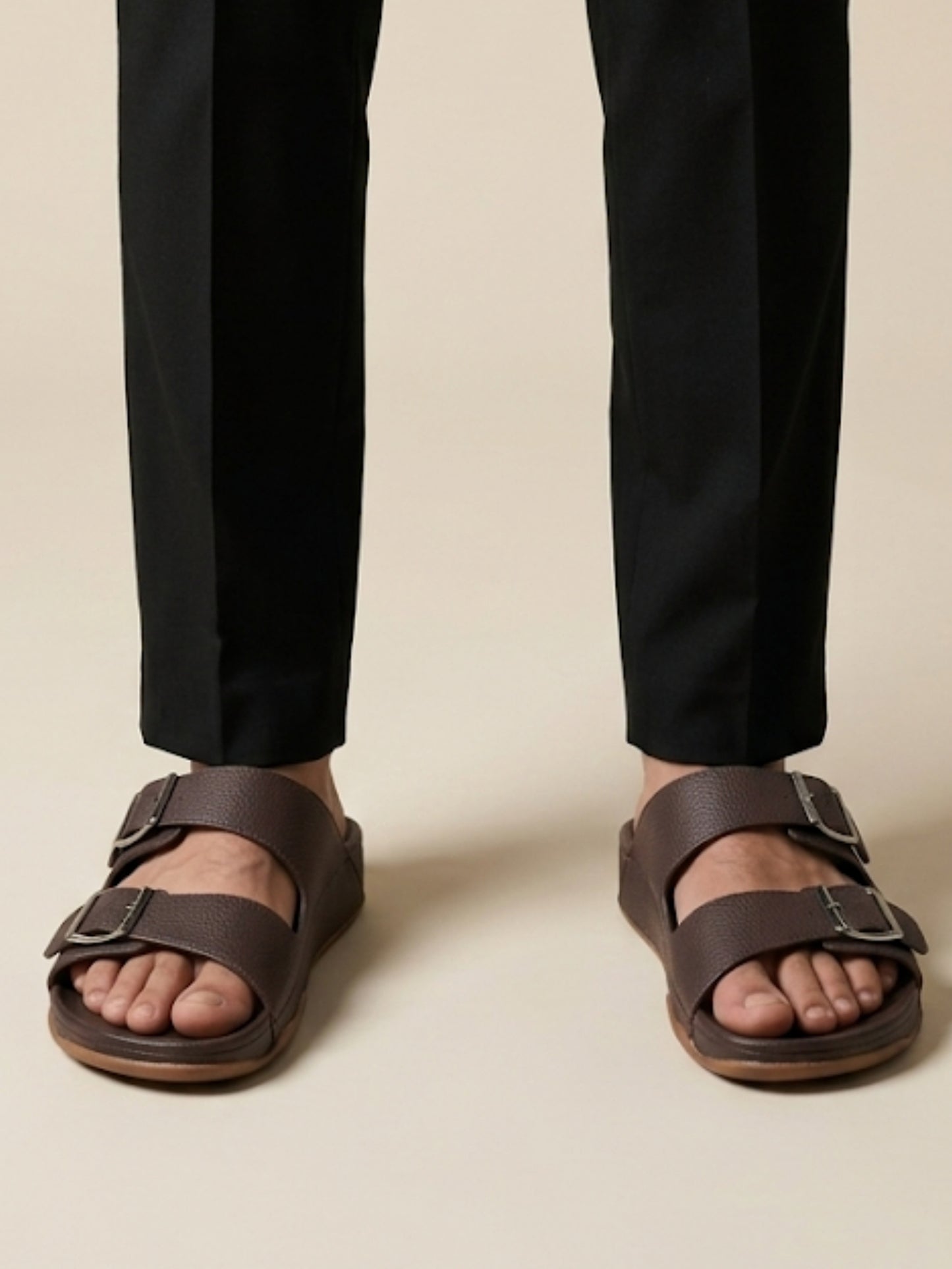 Men Dual Buckle Sandals