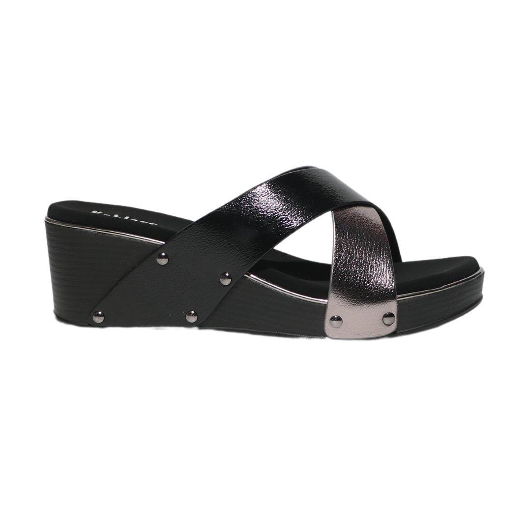 Black Cross Strap Wedges