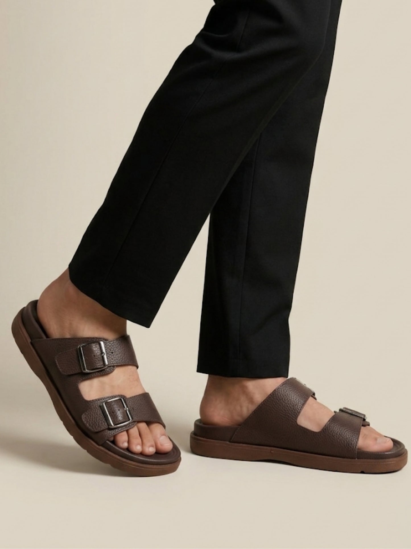 Men Dual Buckle Sandals