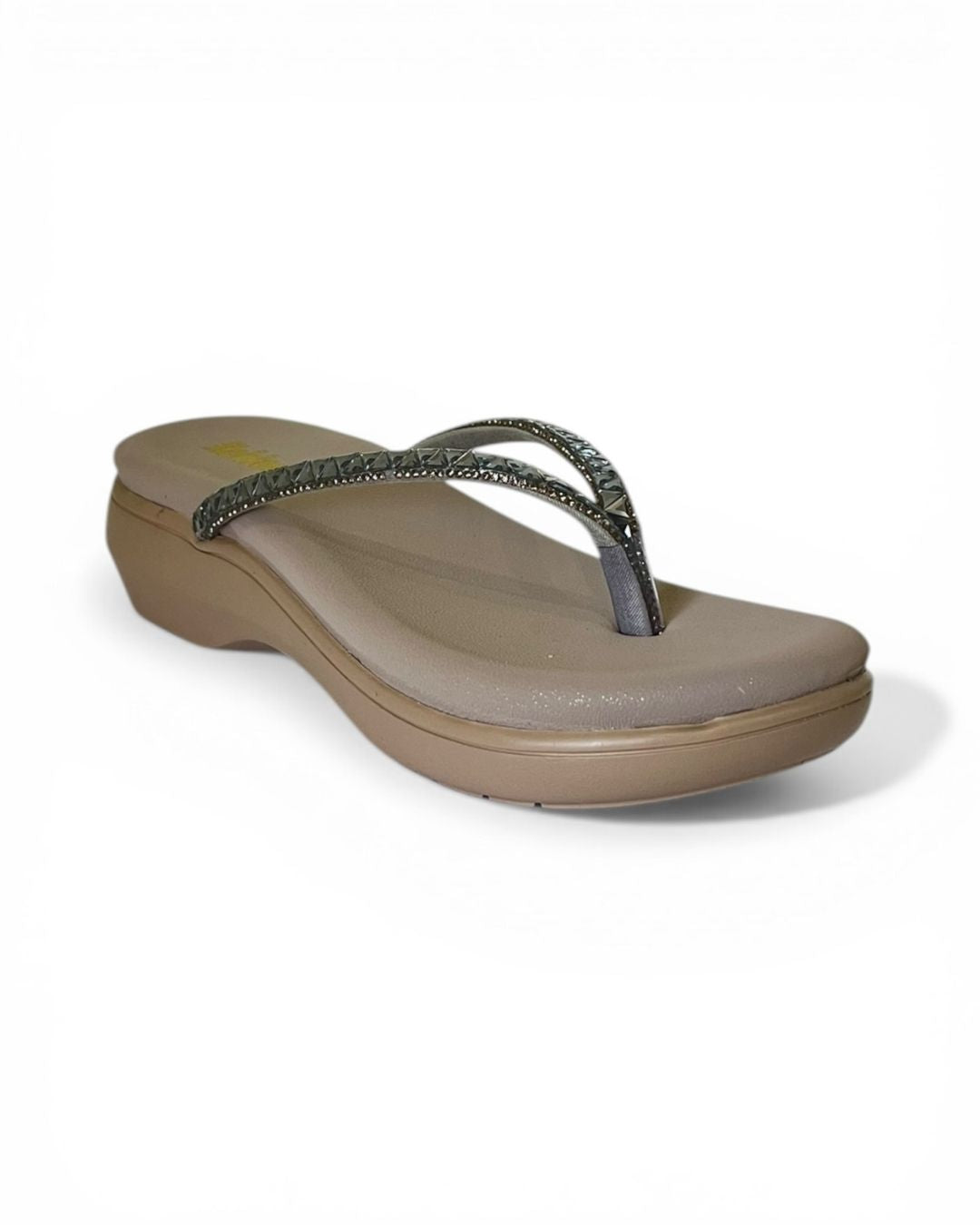 Grey Embellished Comfort Sandals