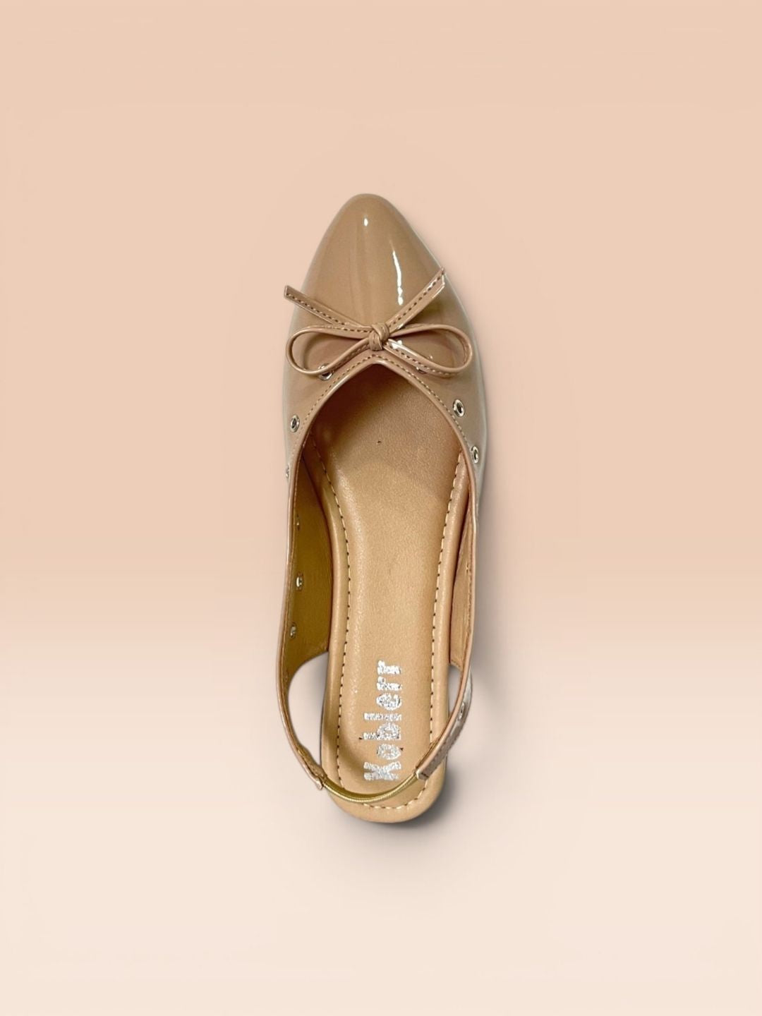 Beige Bow Slingback Sandals
