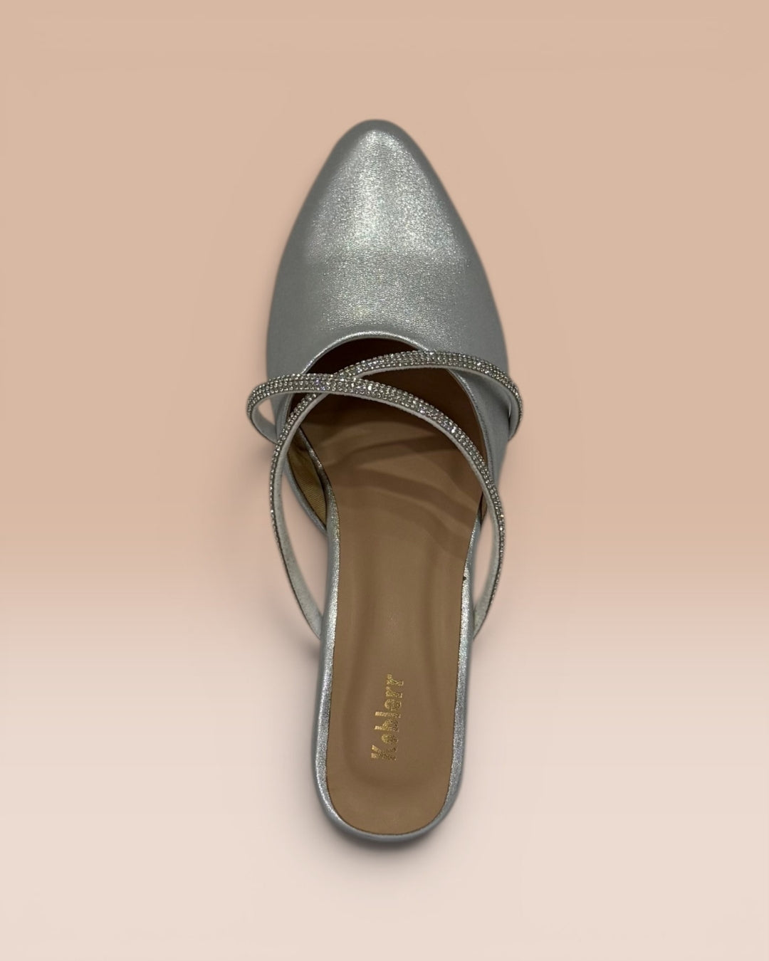 Silver Block Heel Mules