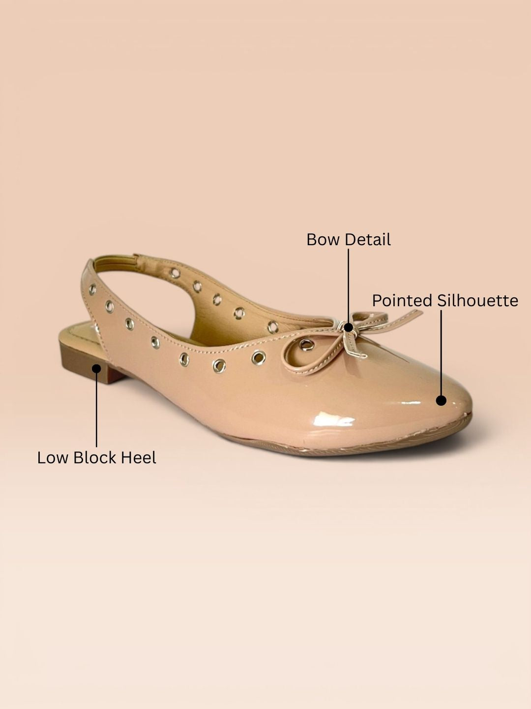 Beige Bow Slingback Sandals