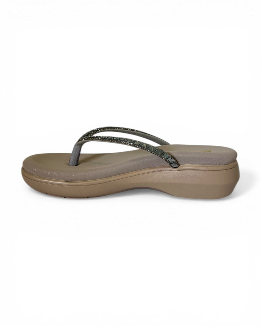 Grey Embellished Comfort Sandals