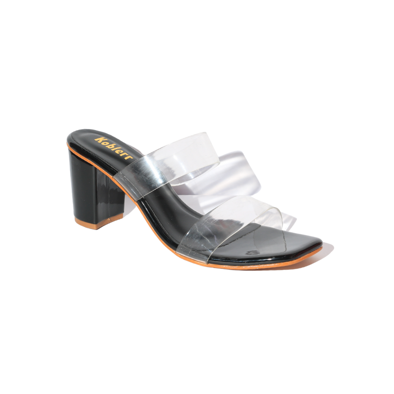 Transparent strap block heel