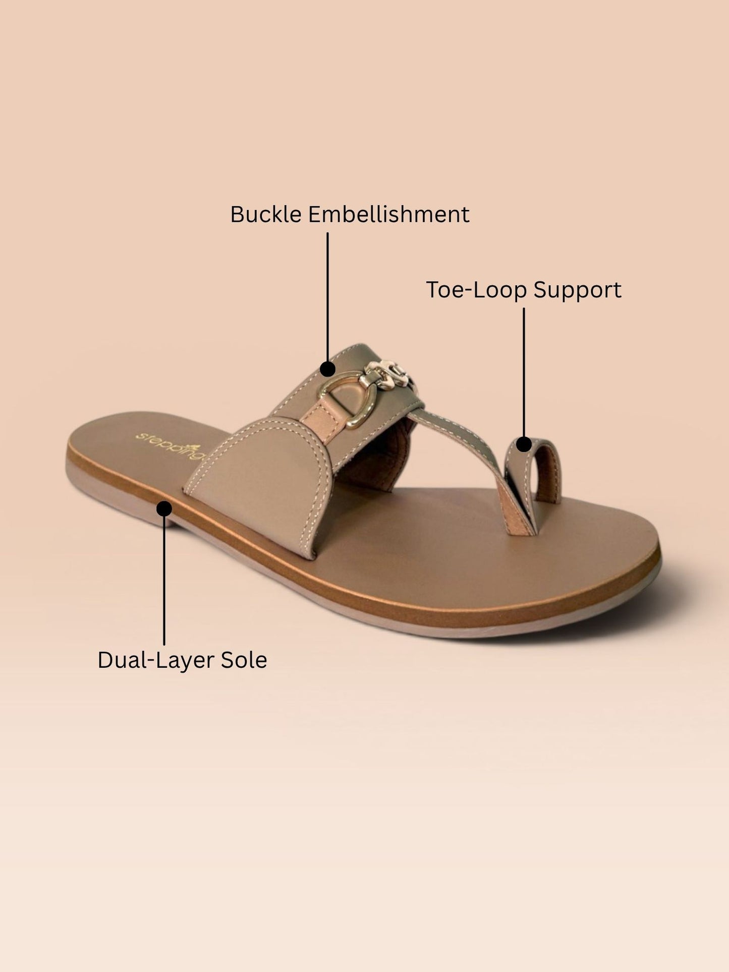 Beige Toe-ring Flats