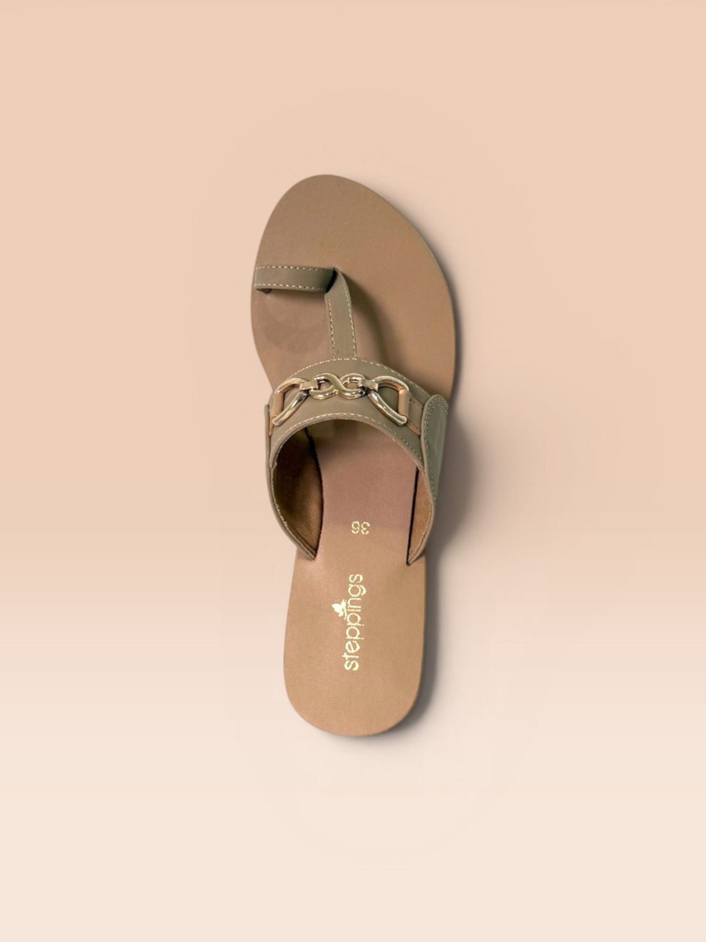 Beige Toe-ring Flats