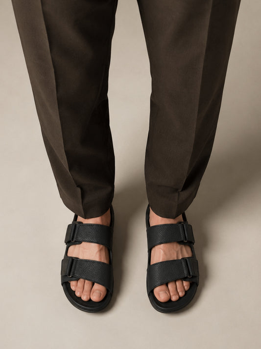 Men's Black Double-Strap Sandals