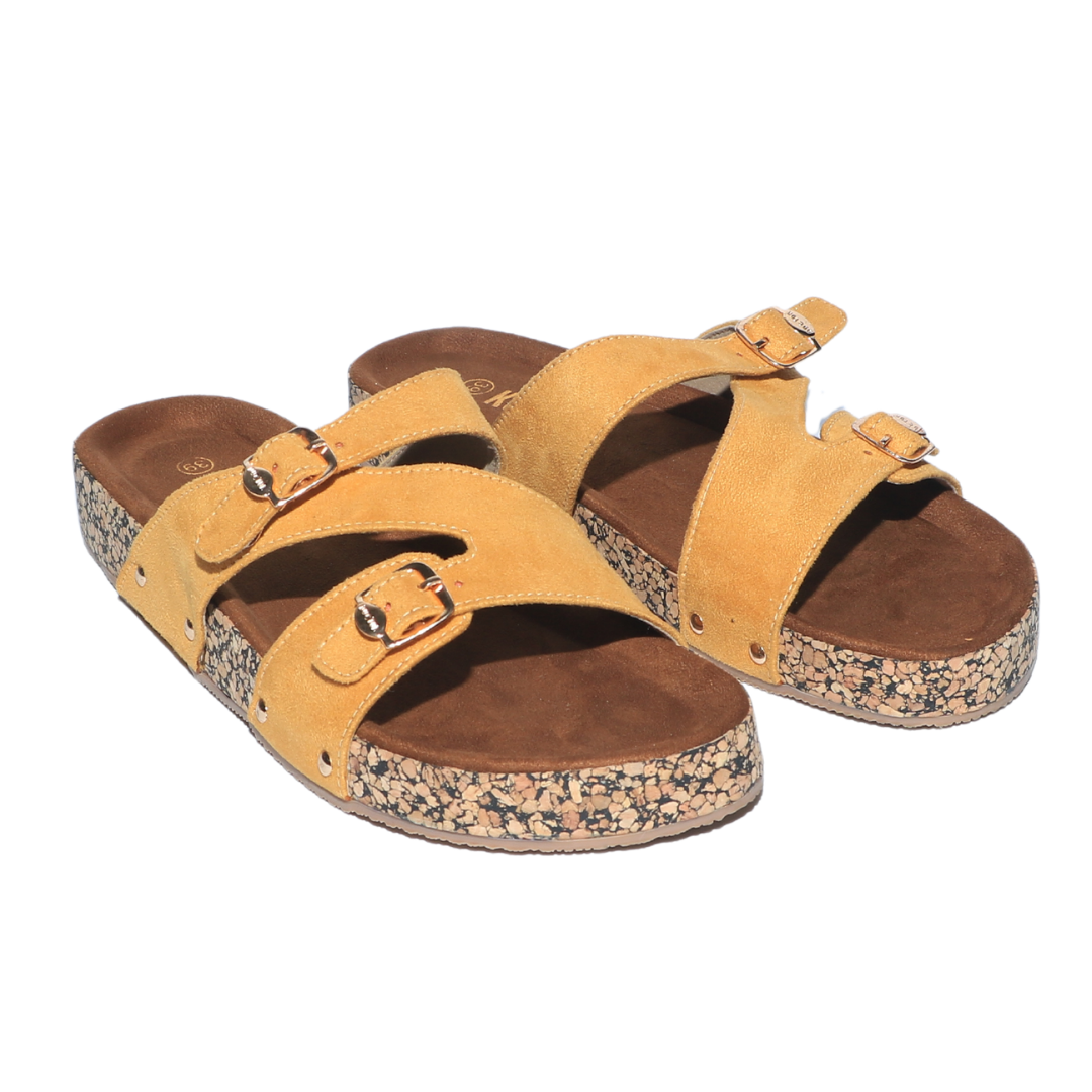 Camel Double Cross Strap Slides