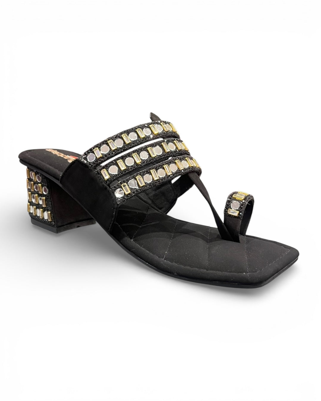 Embellished Ethnic Block Sandals