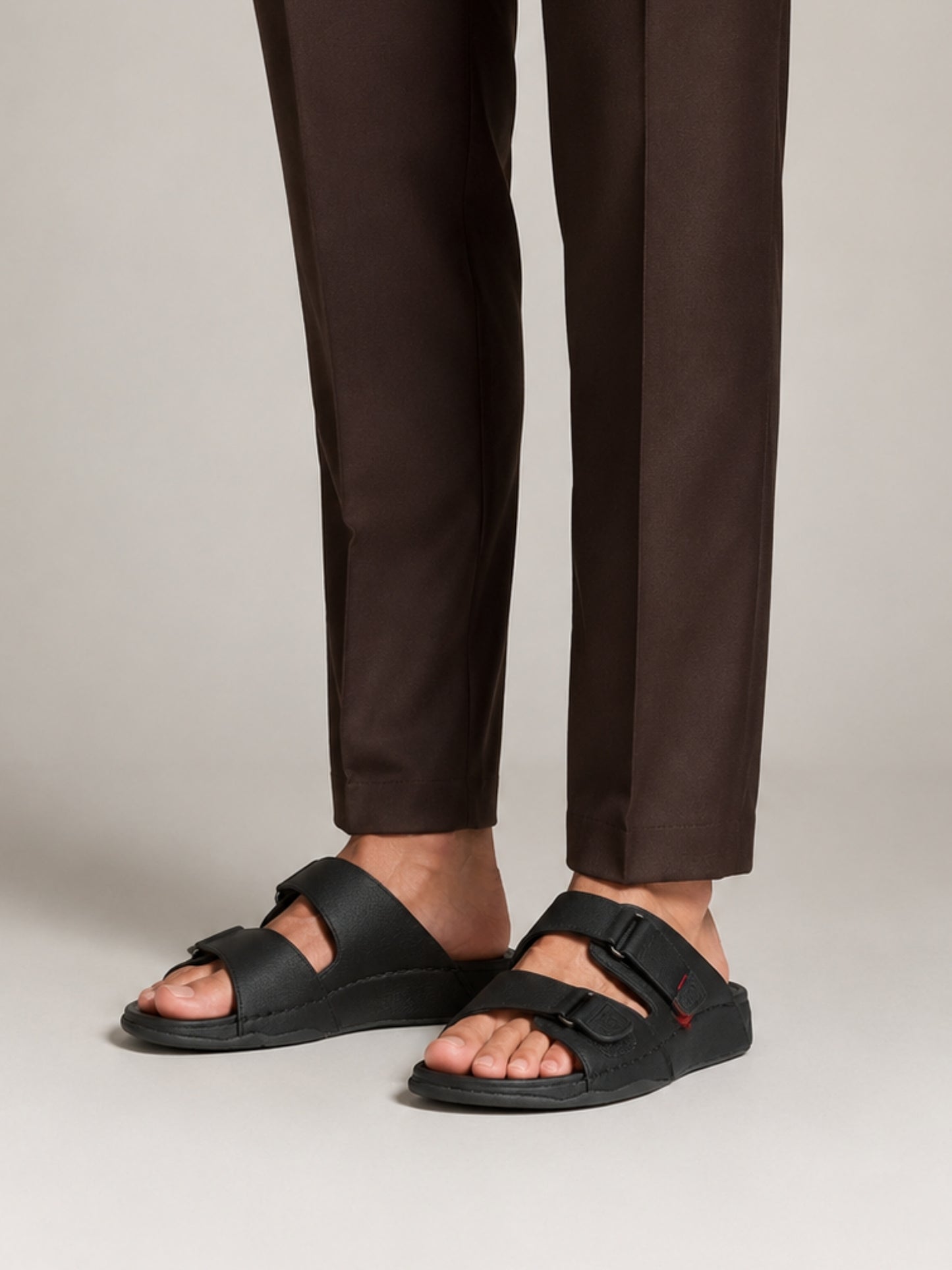 Men's Black Double-Strap Sandals