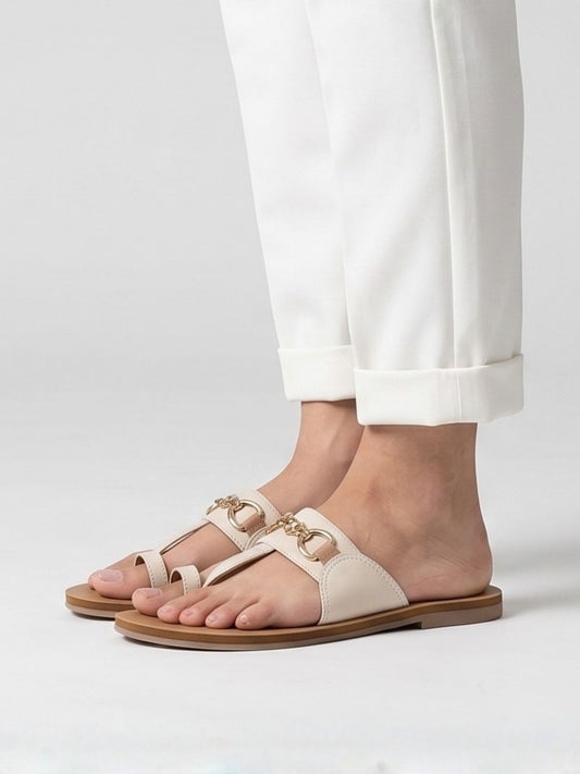 White Toe-ring Flats