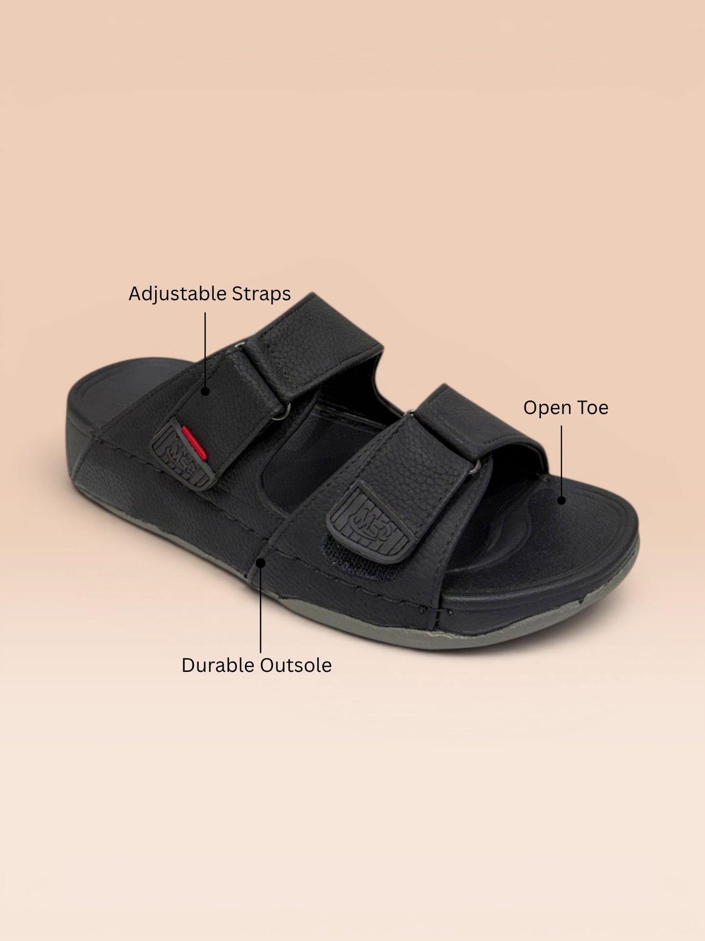 Men's Black Double-Strap Sandals