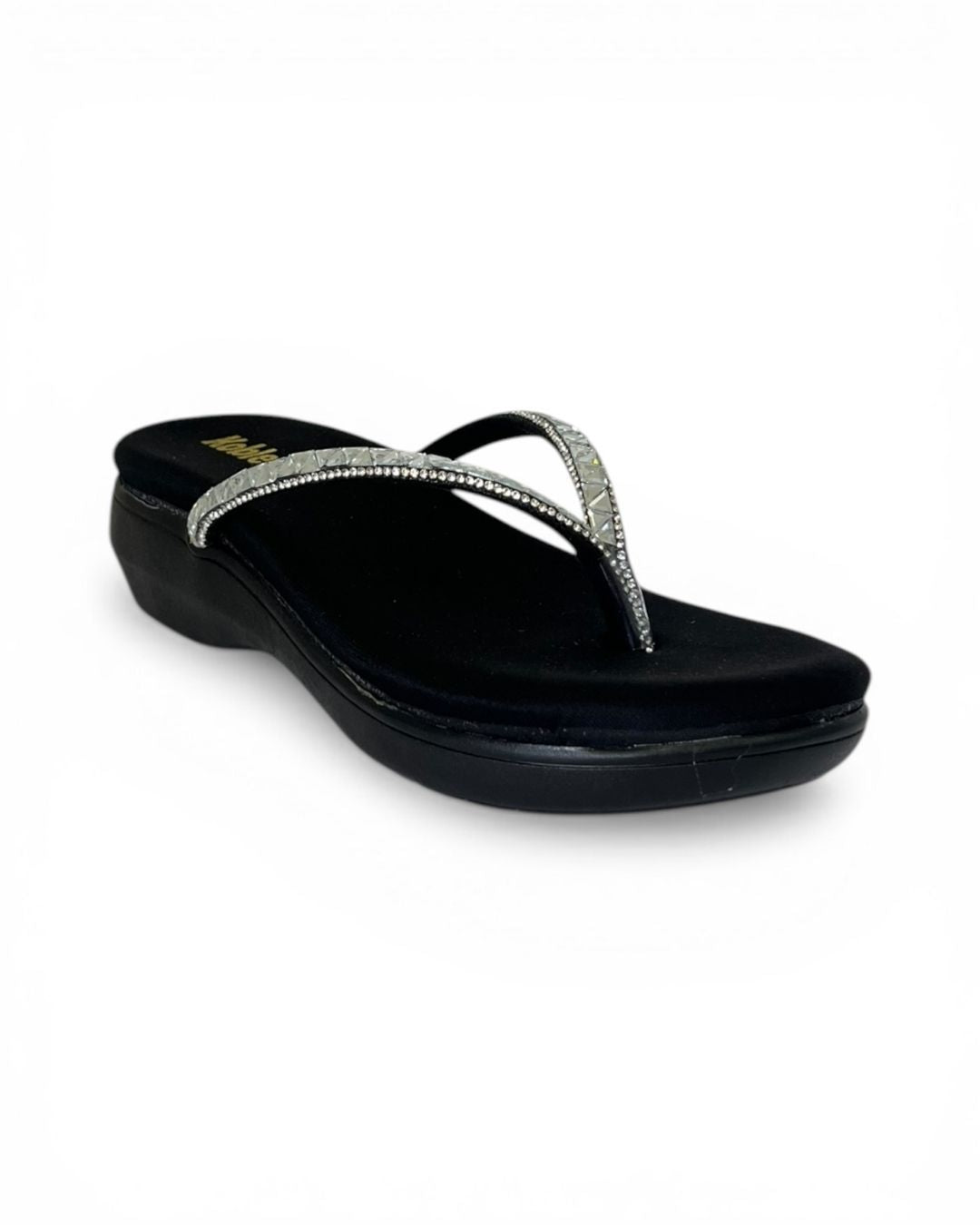 Black Embellished Comfort Sandals