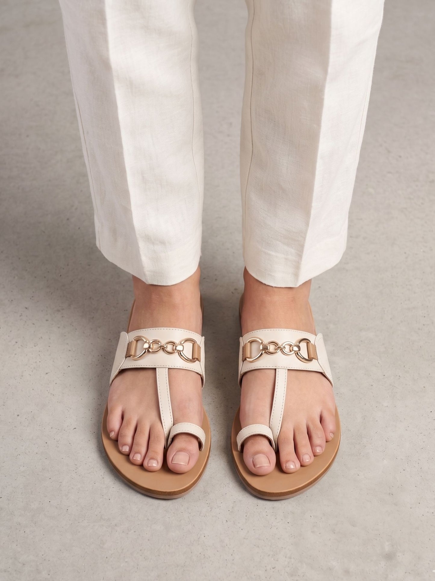 White Toe-ring Flats