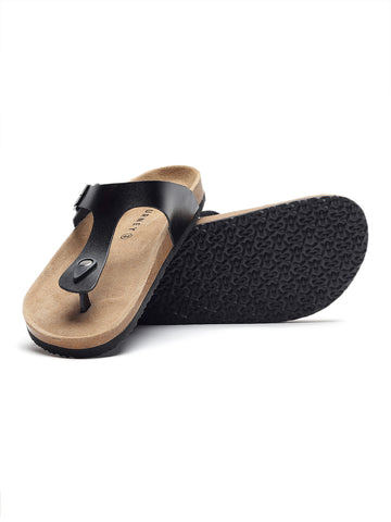 Nivera Men's Leather Thong Sandals (Black)