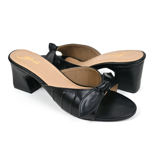 Black Block Heel with Bows