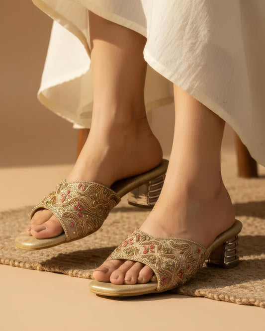 Embellished Party Block Sandals